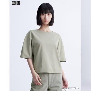 UNIQLO U AIRism Cotton Relaxed T-Shirt GREEN Size M NWT
